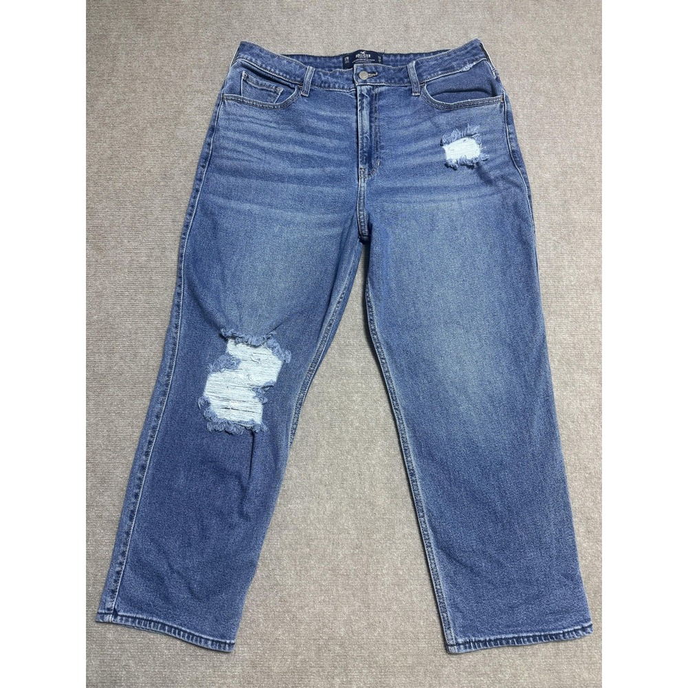 Hollister Jeans Womens 17R Ultra High Rise Vintage Straight Distressed Denim Pan